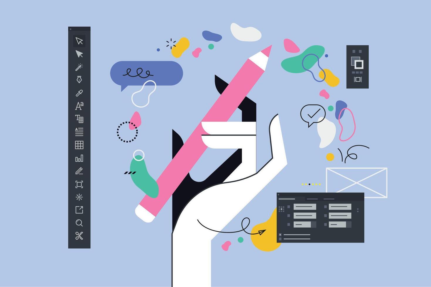Hand holding pink pencil for design vector
