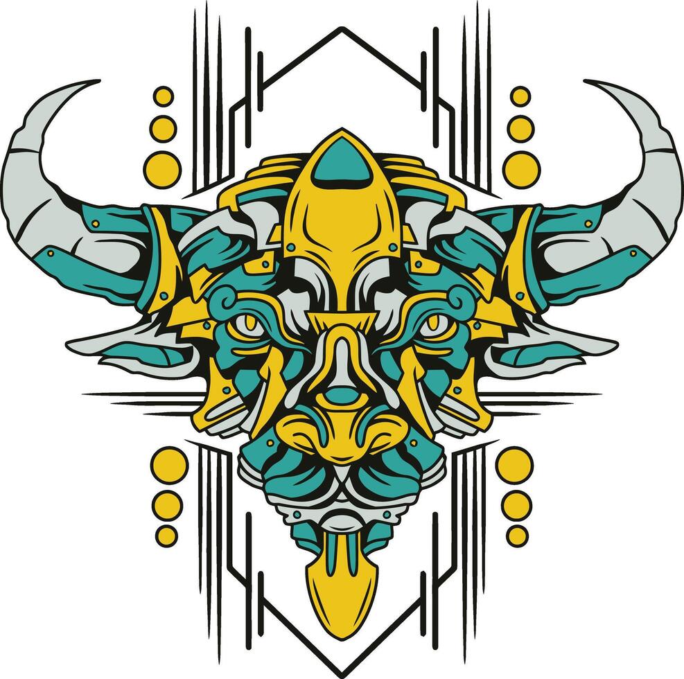 mechanical bull head illustration vector