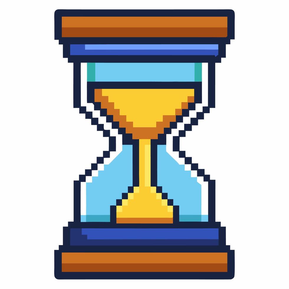 Vintage Pixel Art Hourglass Illustration in Retro 8 Bit Style for Digital Media and Gaming Design vector