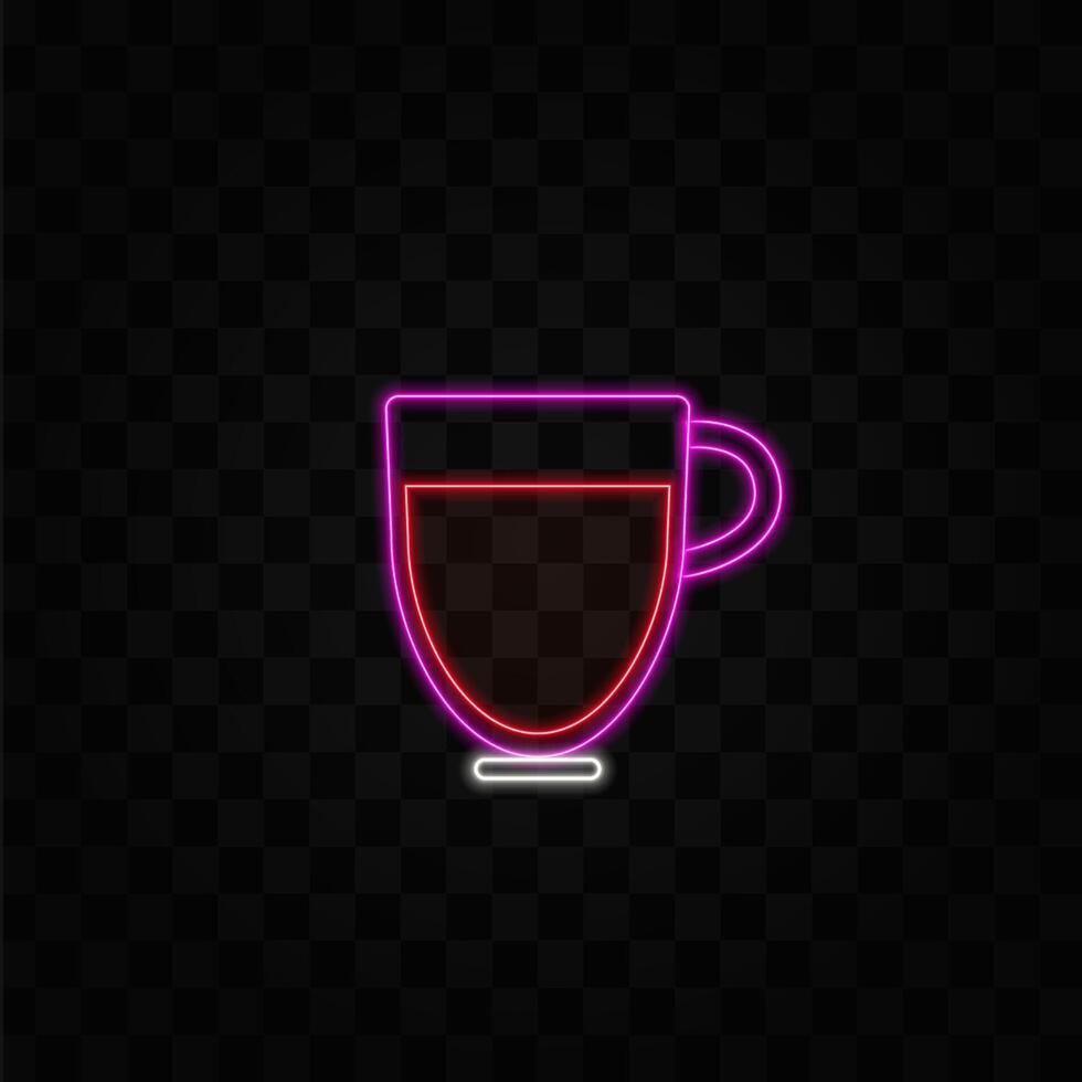 Cup of coffee. beautiful mug with steam drink.. neon style. Cappuccino or espresso, doppio or mocha. neon style. vector