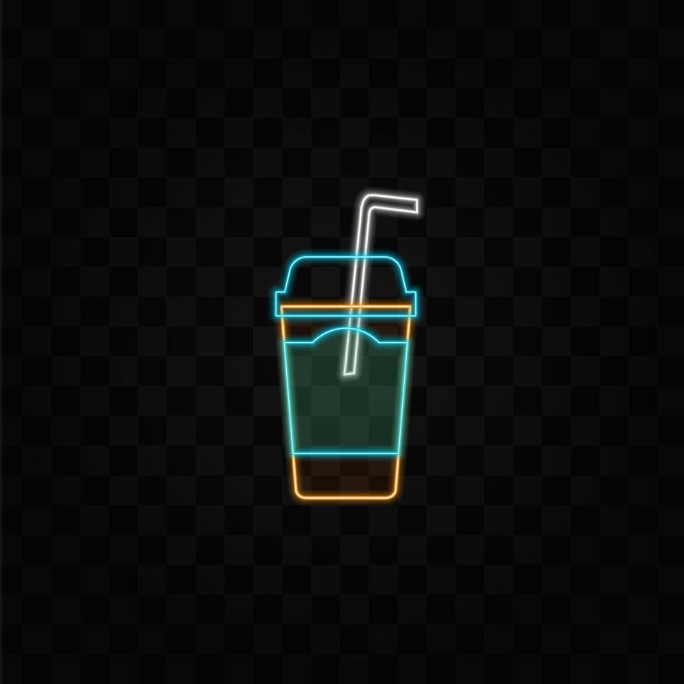 Neon drink cup with straw vector