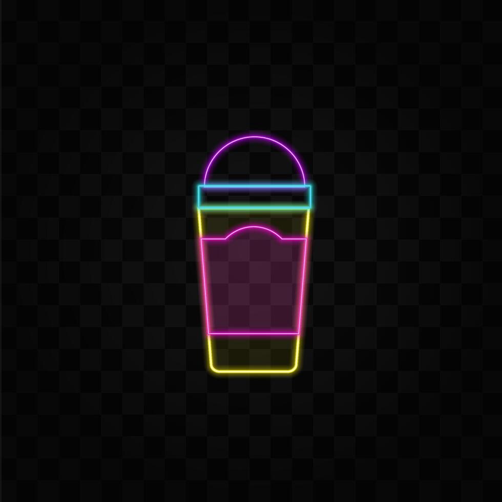 Neon drink cup icon vector