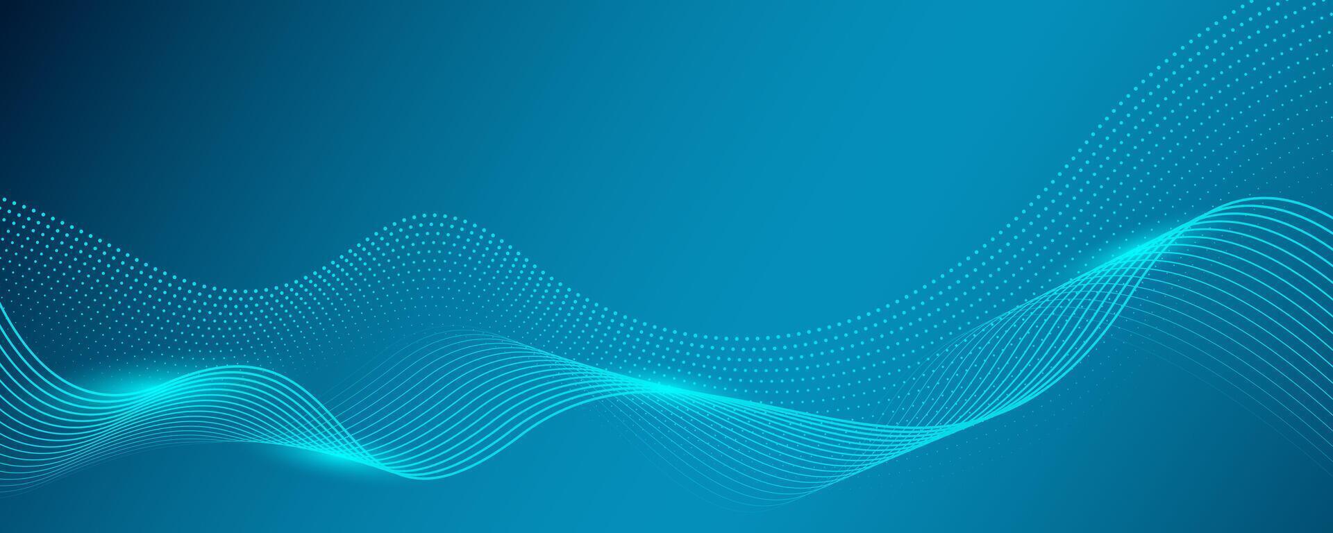 Dark blue background future technology concept. Abstract dynamic line wave flowing particle. Suitable for banner, poster, cover, brochure, flyer, website vector