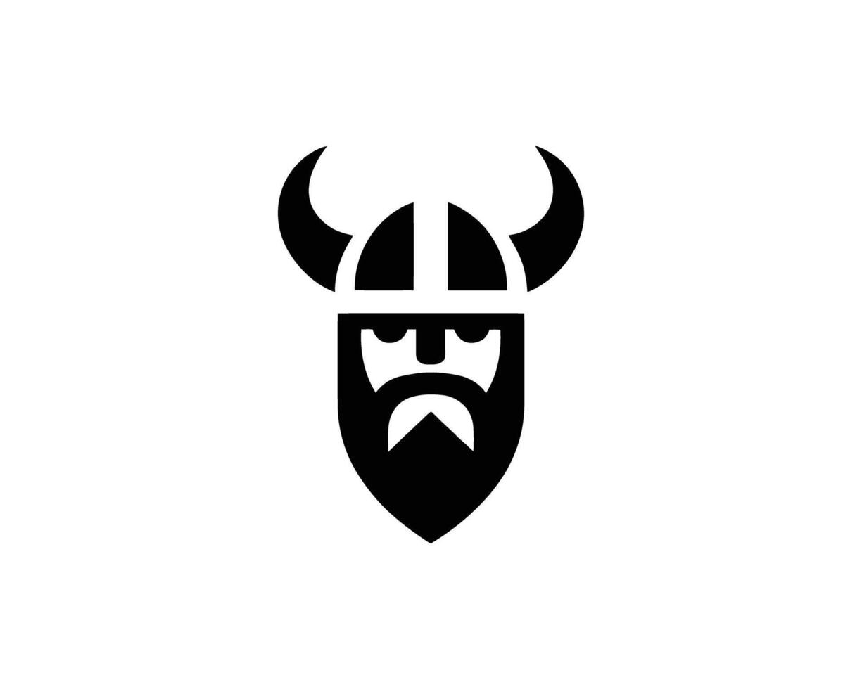 Bold Viking Warrior Icon with Horned Helmet Design vector