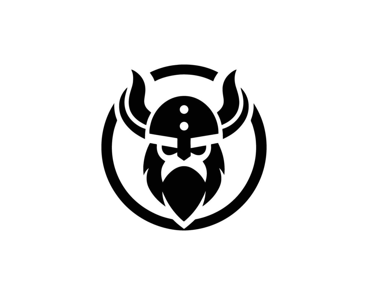 Bold Viking Warrior Emblem with Horned Helmet in Striking Illustration vector