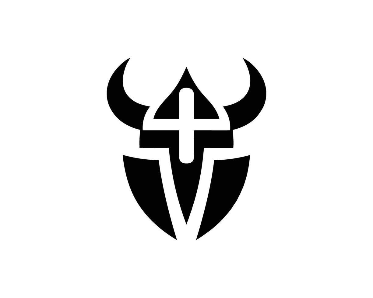 Intricate Viking Helmet Icon Emblem vector