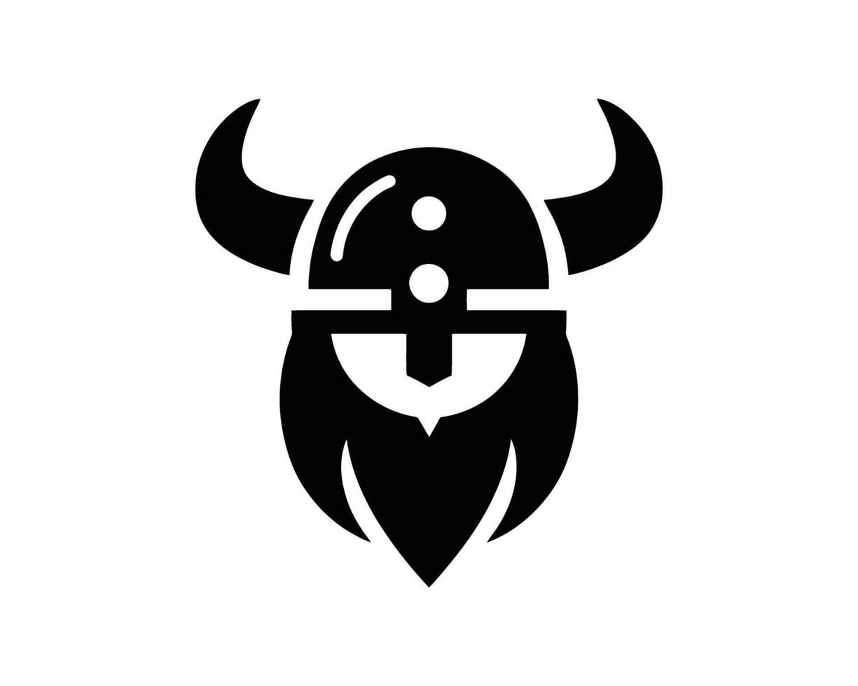 Bold Viking Helmet Icon with Horns and Beard Artwork vector