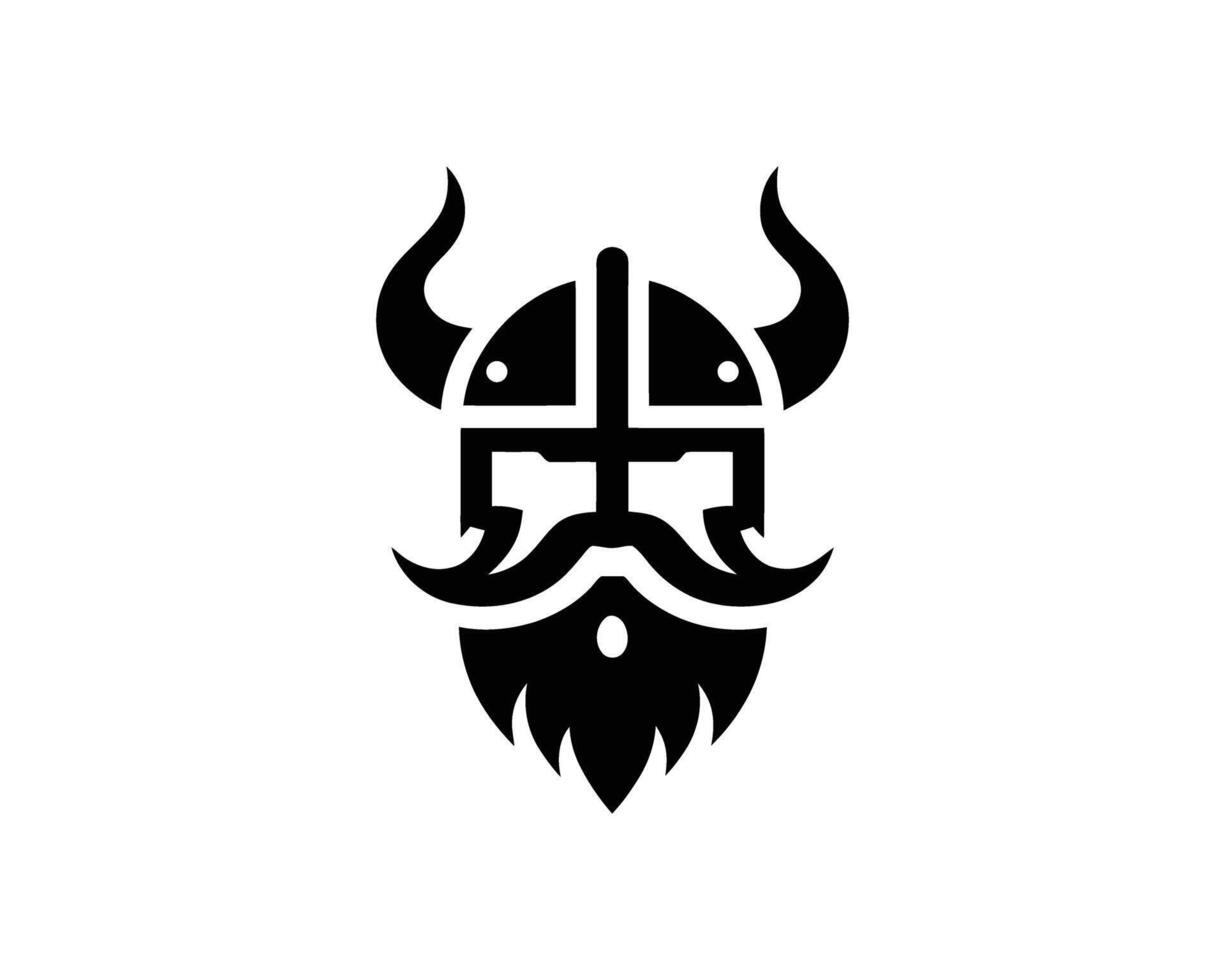 Viking Warrior Icon Illustration in Black and White vector