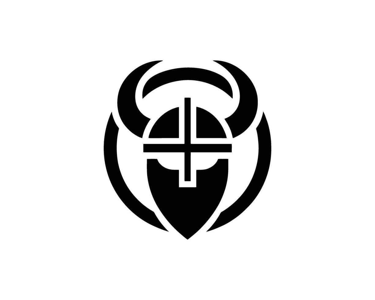 Bold Viking Helmet Logo Design with Angular Horns vector