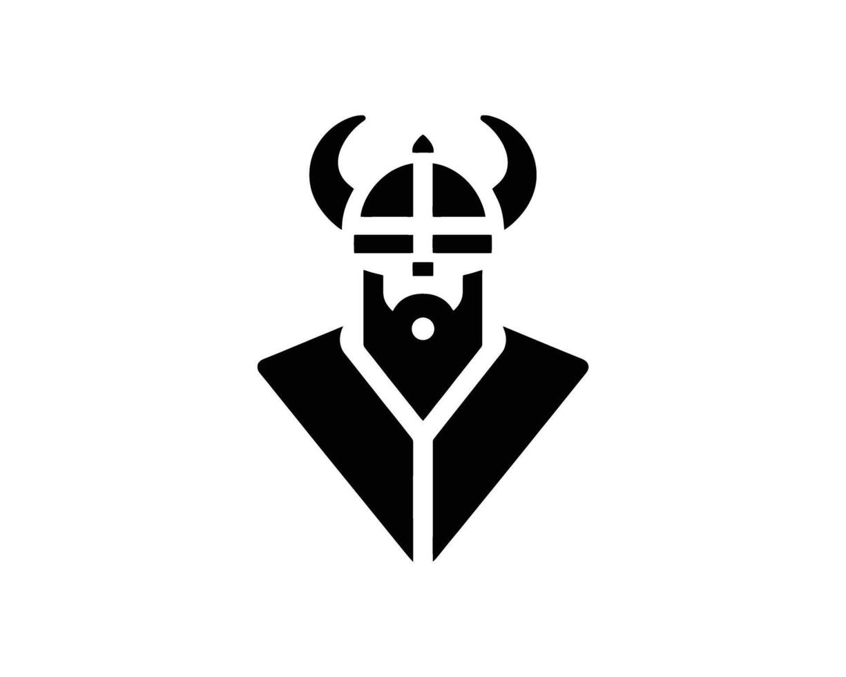 Viking Warrior Symbol with Horned Helmet Design vector