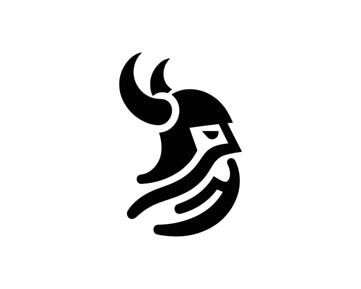 Geometric Viking Warrior Head in Strong Silhouette Design vector