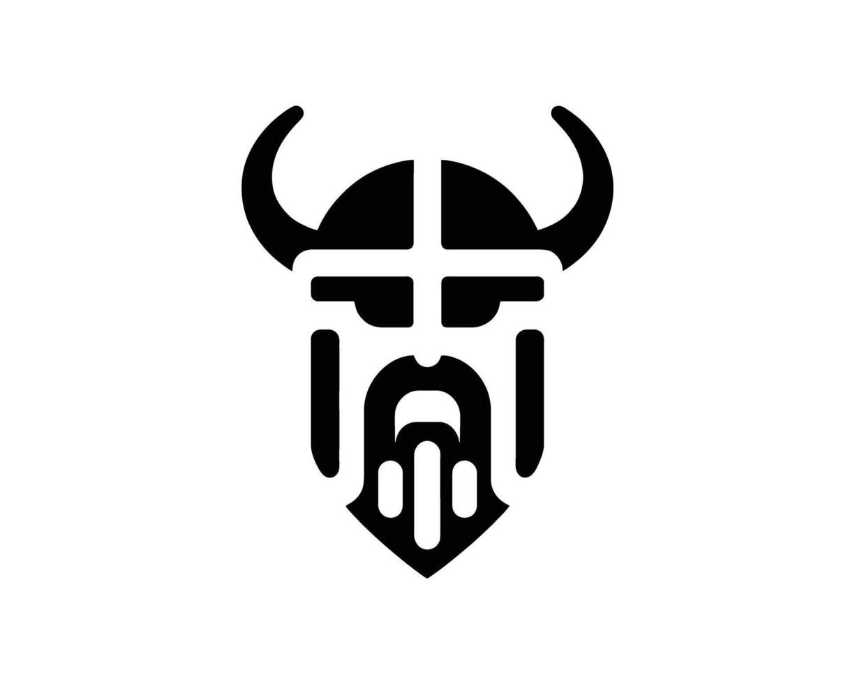 Bold Viking Warrior Silhouette Emblem in Striking Flat Design vector