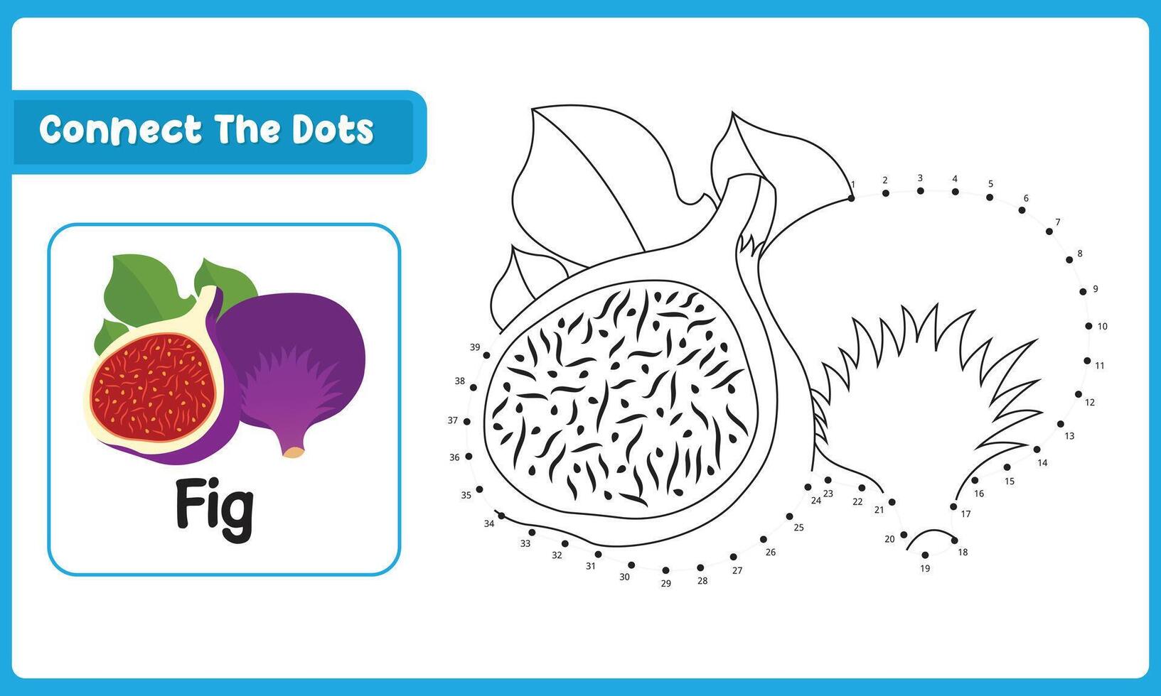 Connect The Dots Fig Food. Dot To Dot Educational Game. Illustration vector