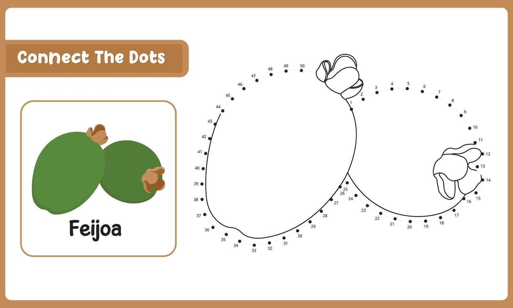 Connect The Dots Feijoa Food. Dot To Dot Educational Game. Illustration vector