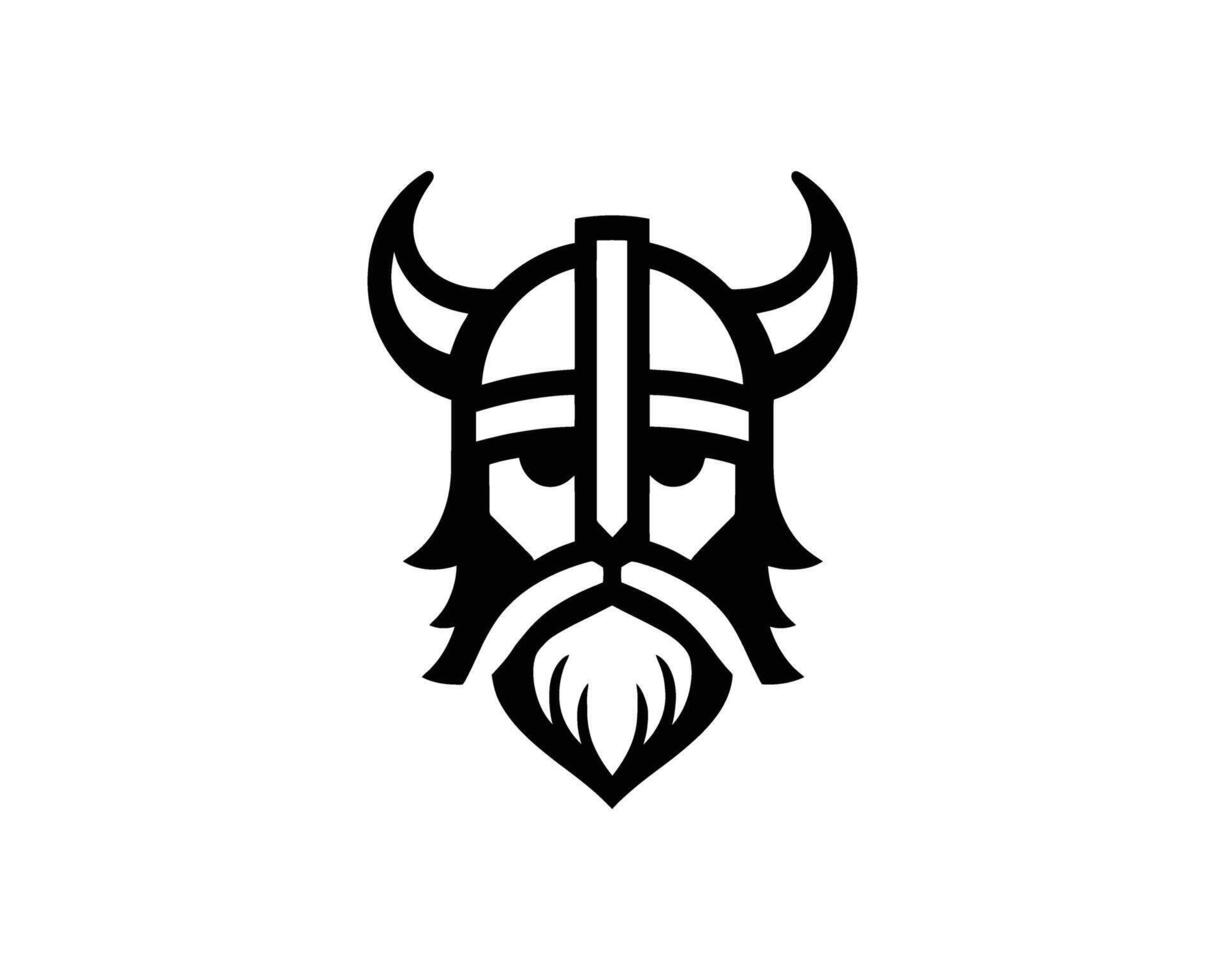 Bold Viking Warrior Emblem Design in Minimalist Black Silhouette vector