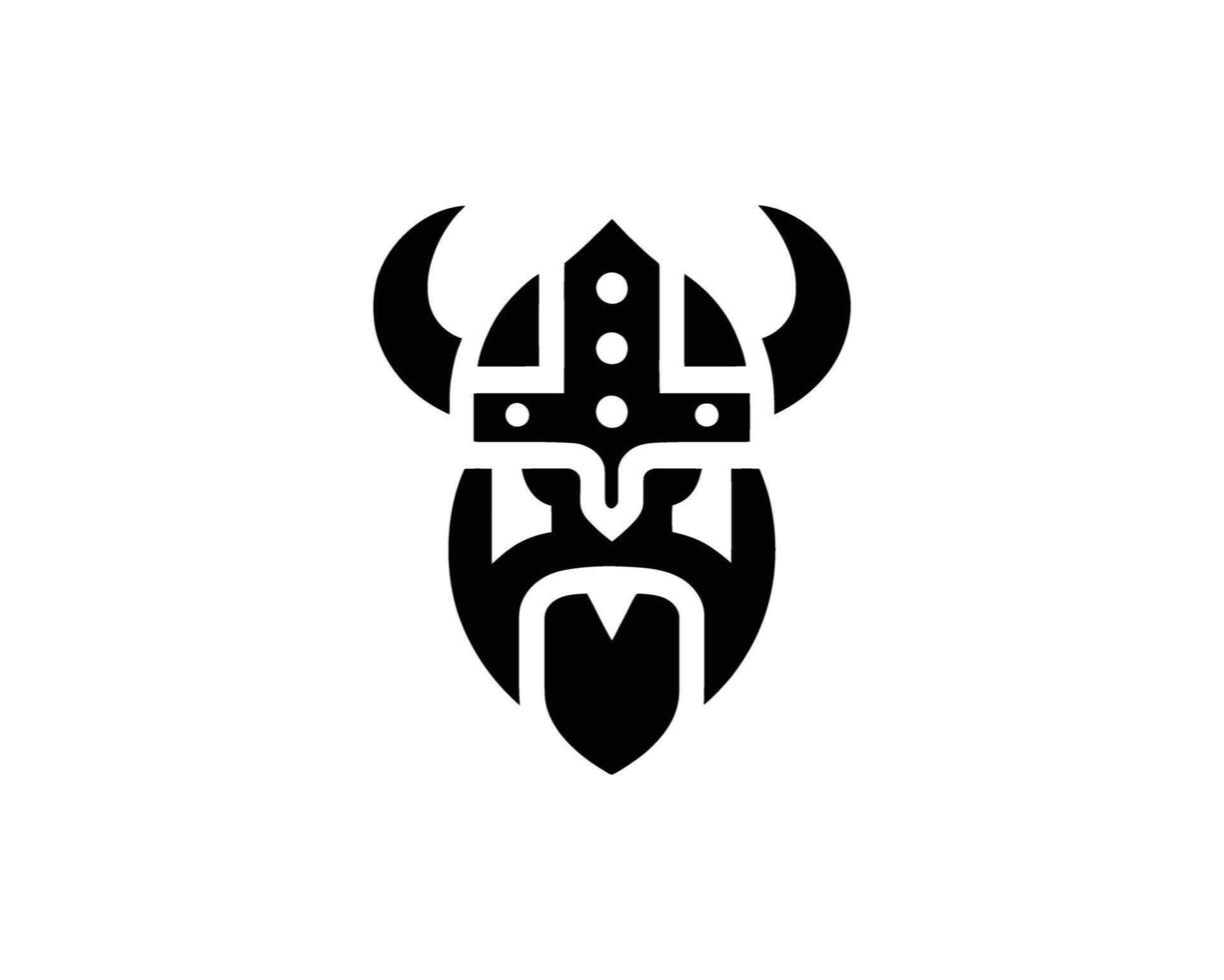 Iconic Viking Helmet Emblem in Bold Minimalist Style vector