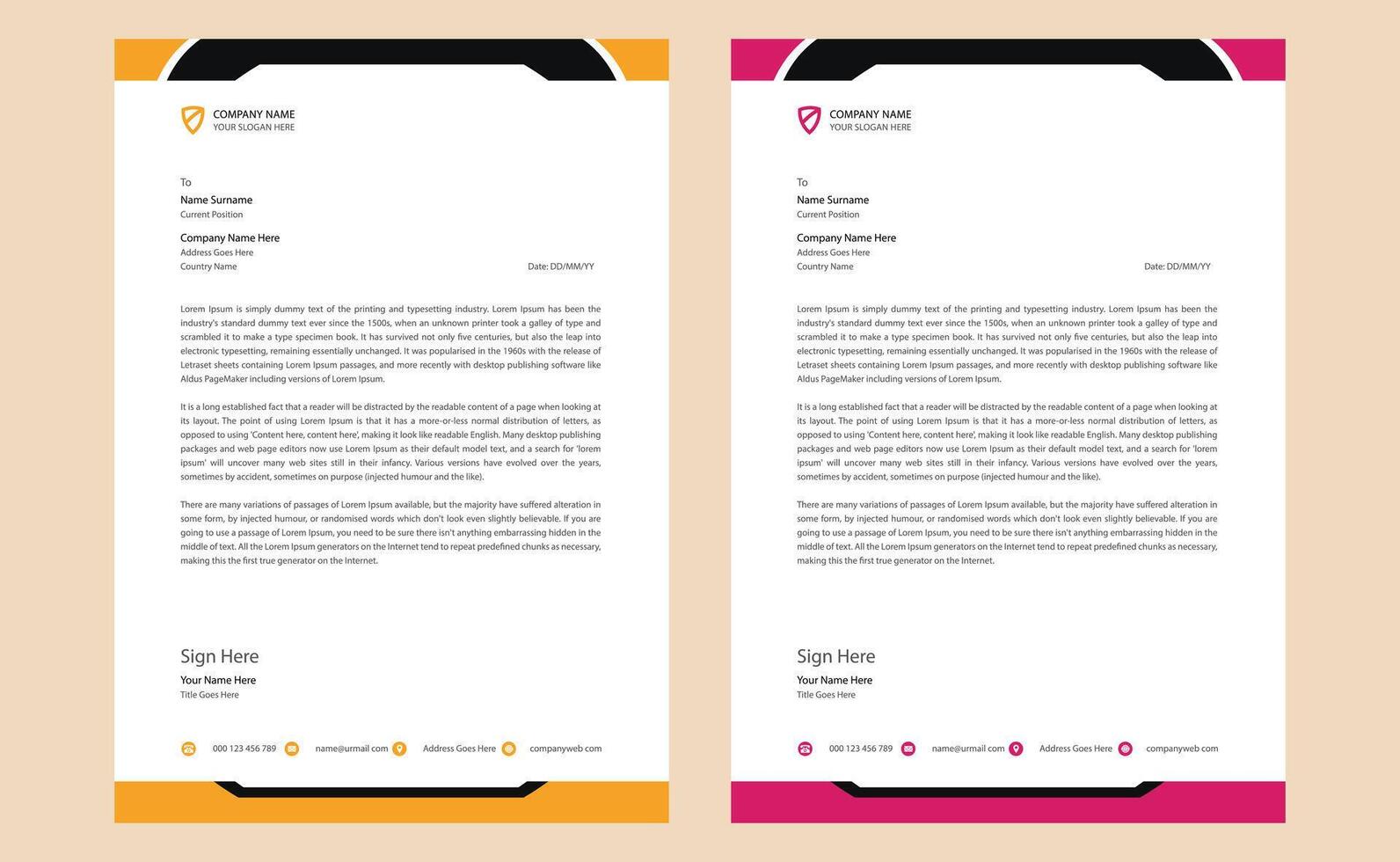 Creative modern corporate professional company minimalist business style letterhead design template. vector