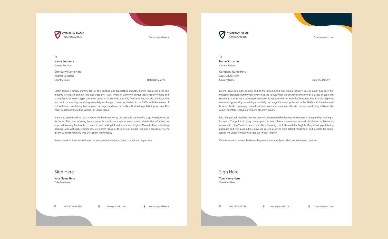 Editable elegant clean creative modern corporate company minimalist business letterhead design template. vector