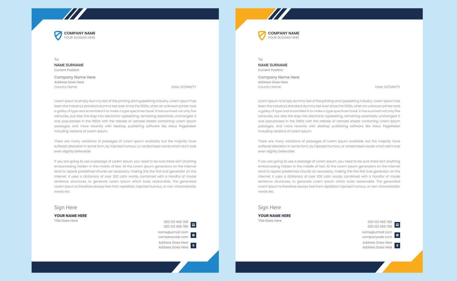 Editable clean elegant creative modern company corporate professional business style minimal letterhead template design. vector