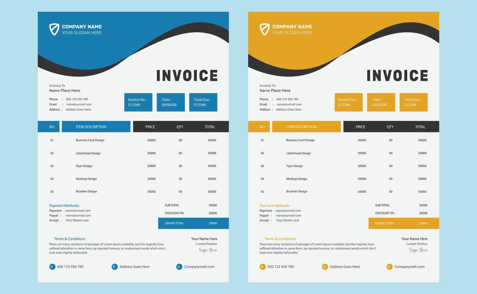 Editable clean creative modern corporate professional company business bill form money receipt cash memo voucher invoice template design. vector