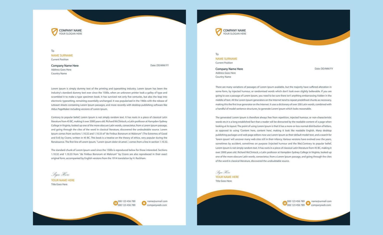 Creative modern corporate clean professional company minimalist business style letterhead template design. vector
