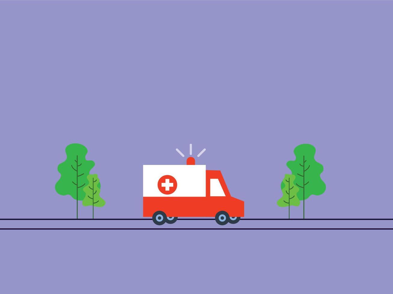 Ambulance in isometric style with road Design Transportation Icon with tree background vector