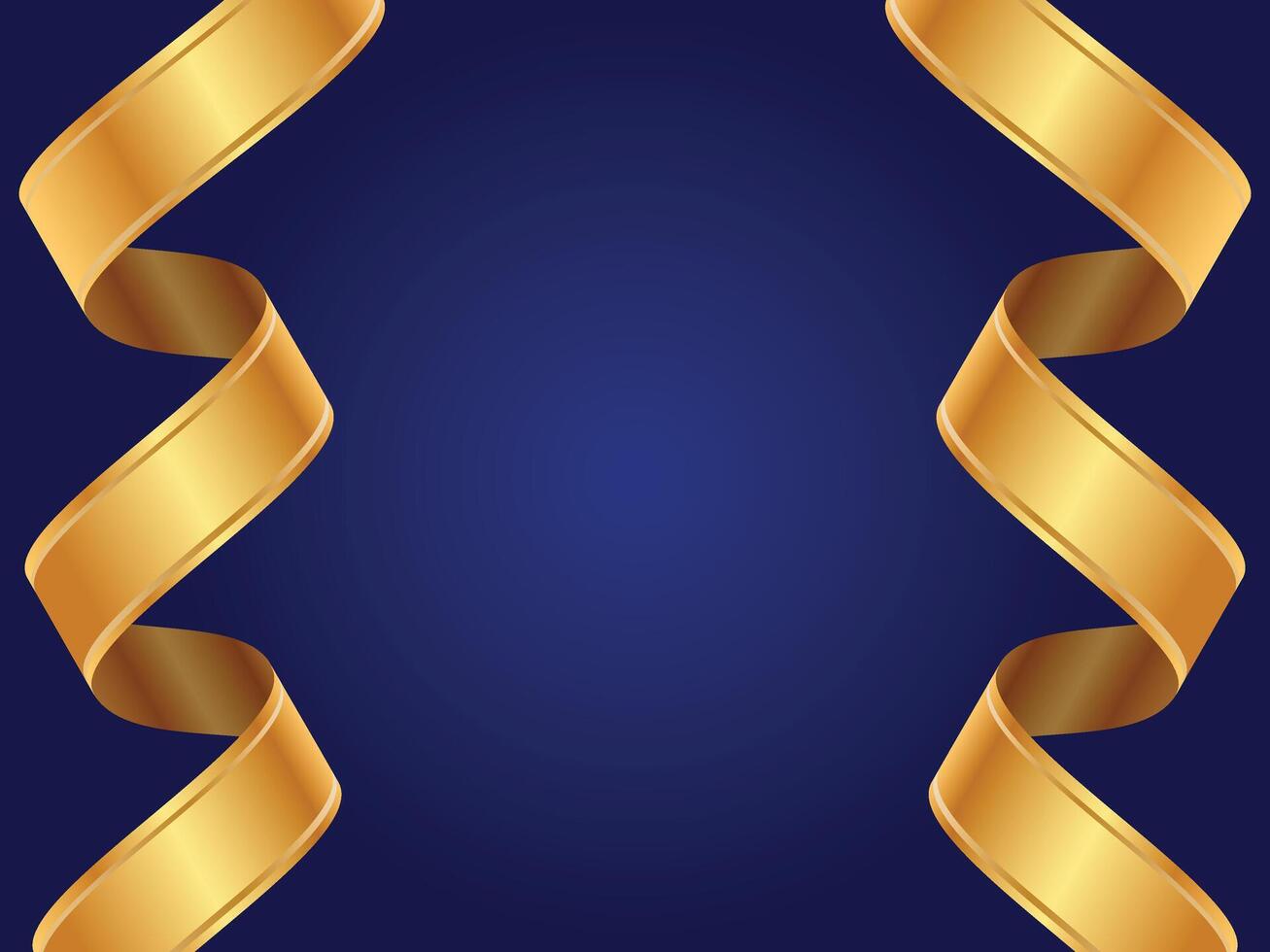 Abstract blue luxury background with gold ribbon. Elegant wave modern wallpaper. Template banner background for sales, ads, events, awards, web, pages, and others vector