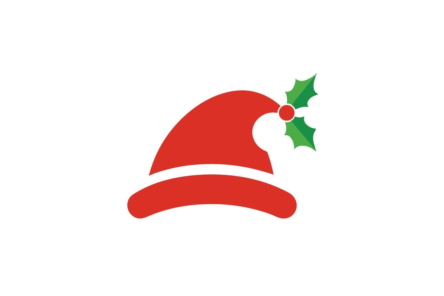 Simple Santa Hat with Holly Leaf Icon Design vector