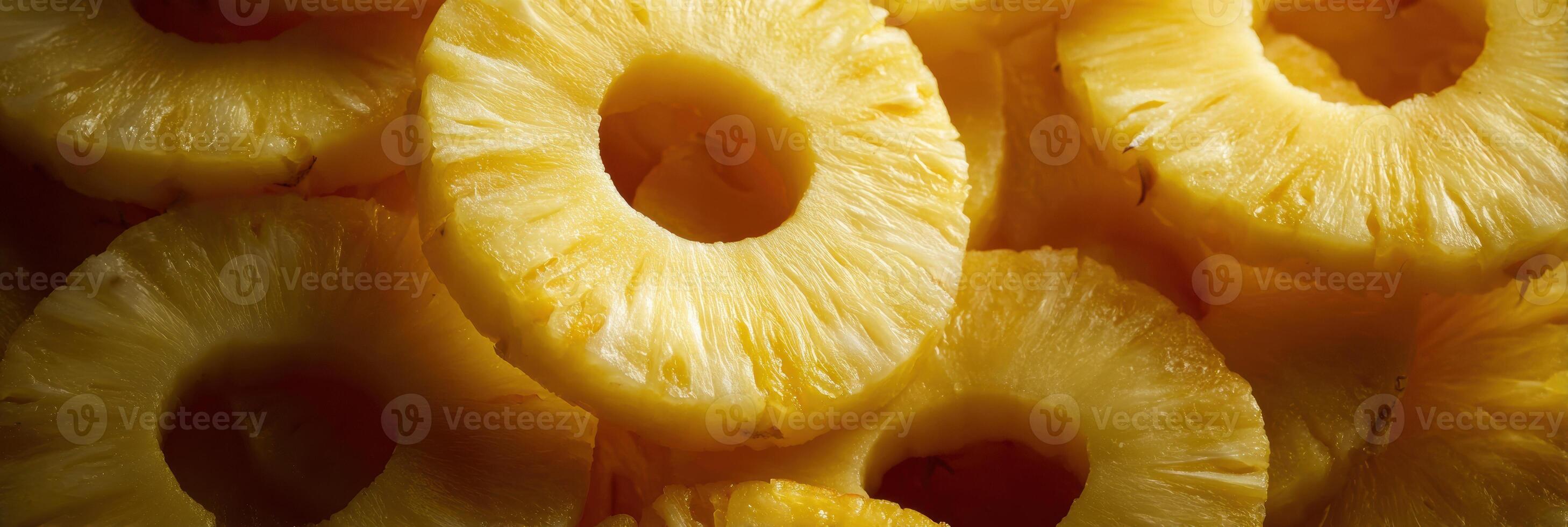 Sliced Pineapple Rings Arranged in a Stacked Spiral With Soft Shadows on a Flat Surface photo