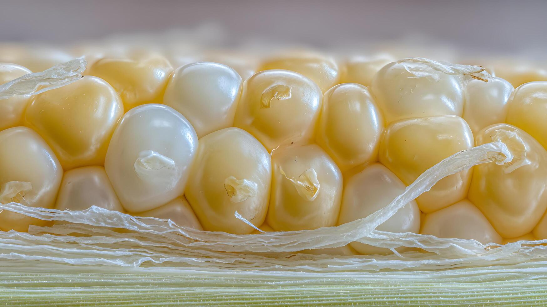 Macro View of Fresh Corn Kernels and Husk Layers. photo