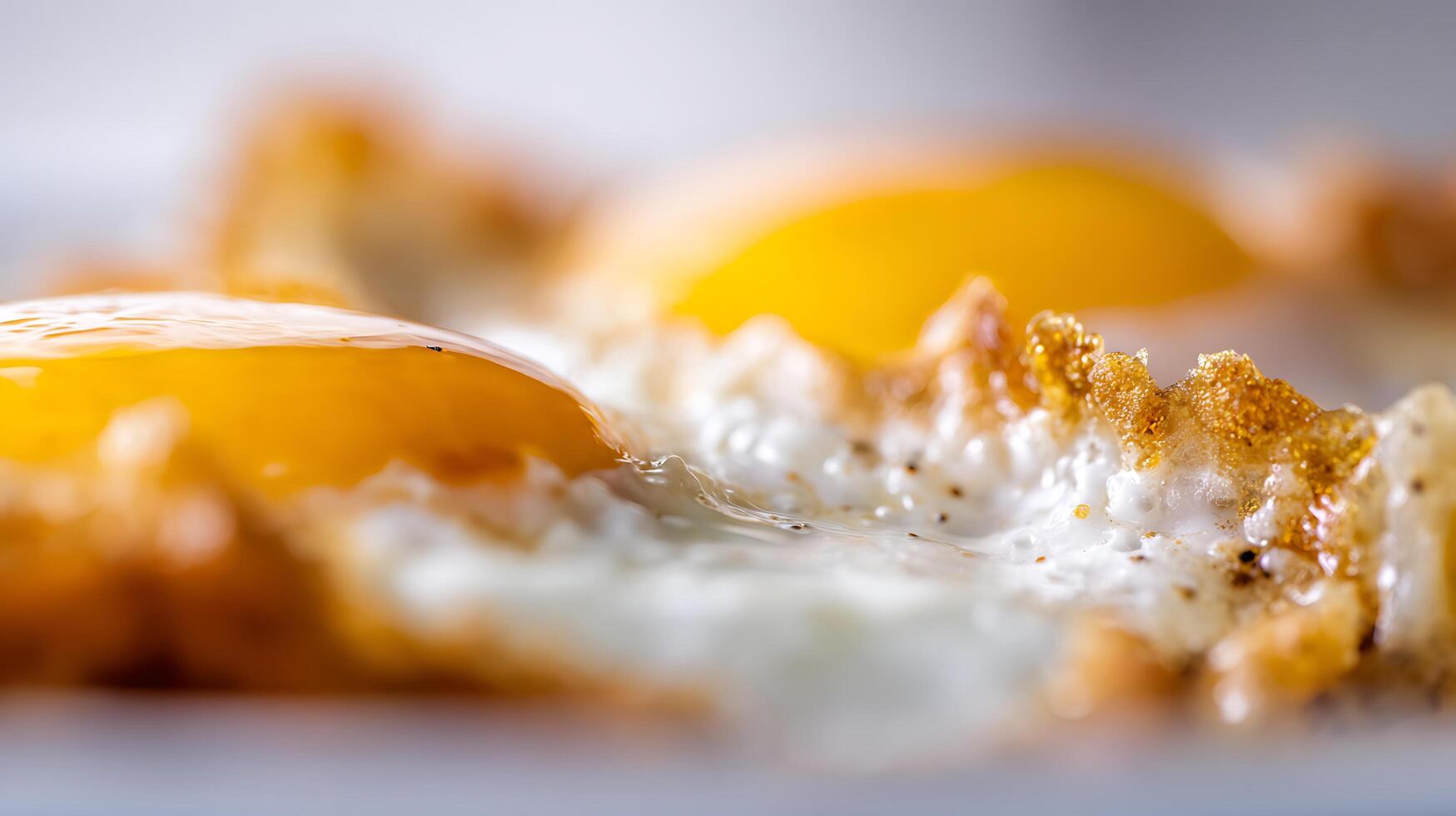 Close up of perfectly fried eggs with golden yolks. photo