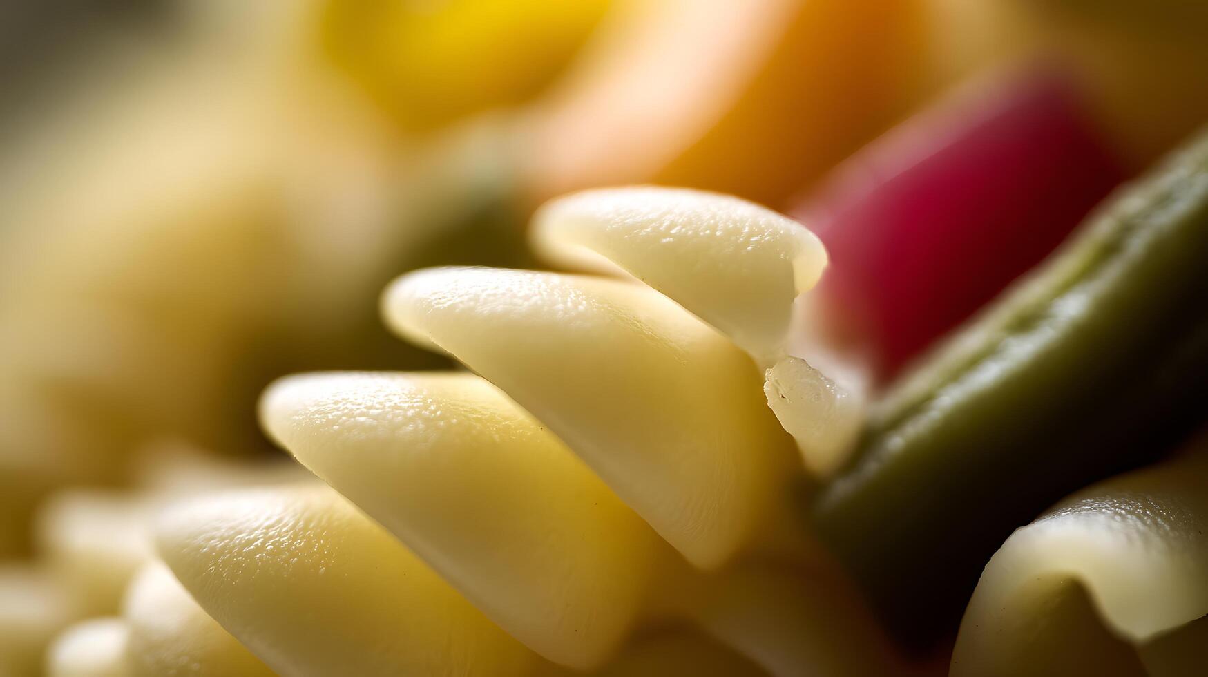 Macro View of Colorful Pasta Twists With Gentle Lighting. photo
