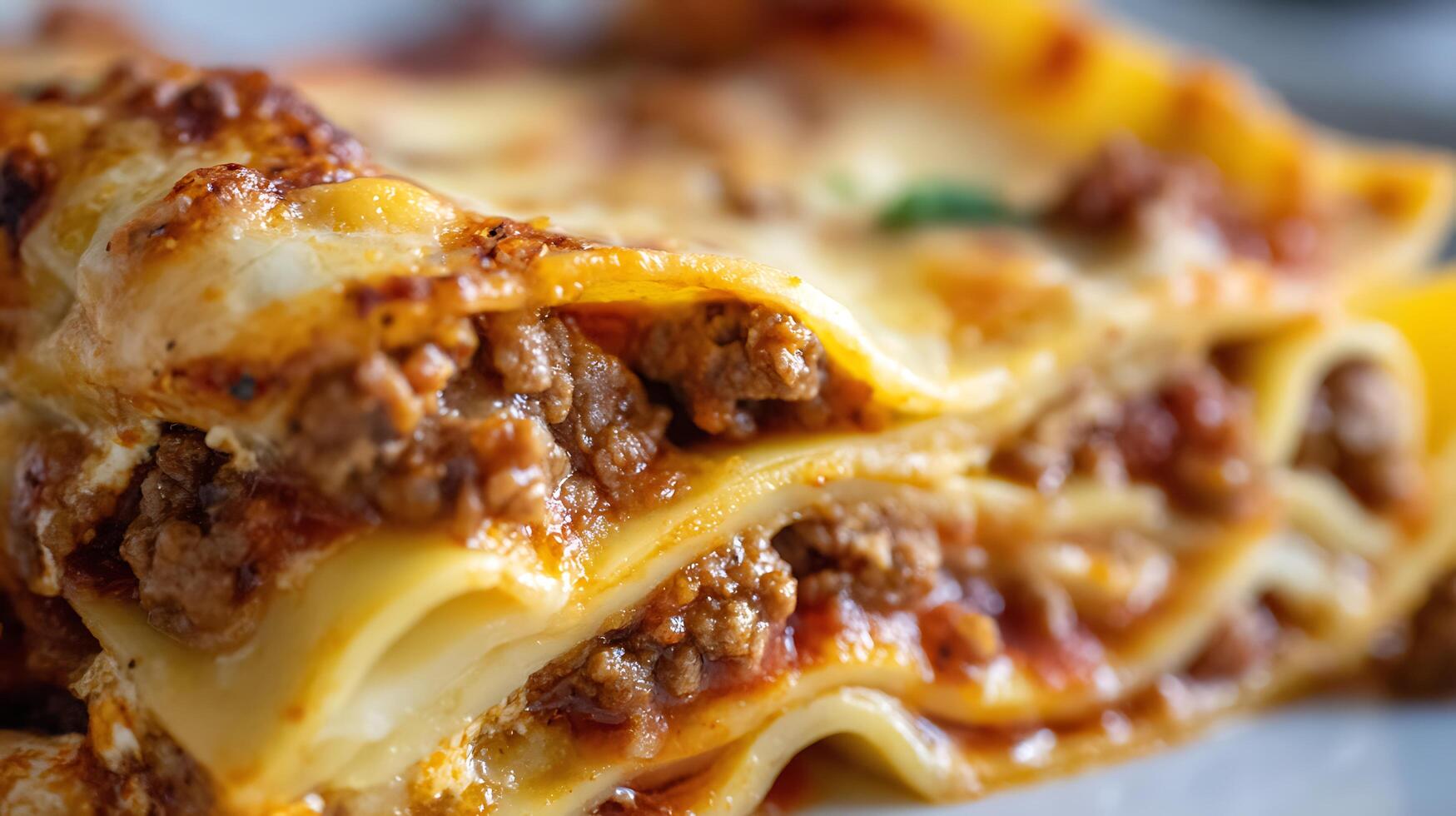 Delicious Layered Lasagna with Rich Meat Sauce and Melted Cheese. photo