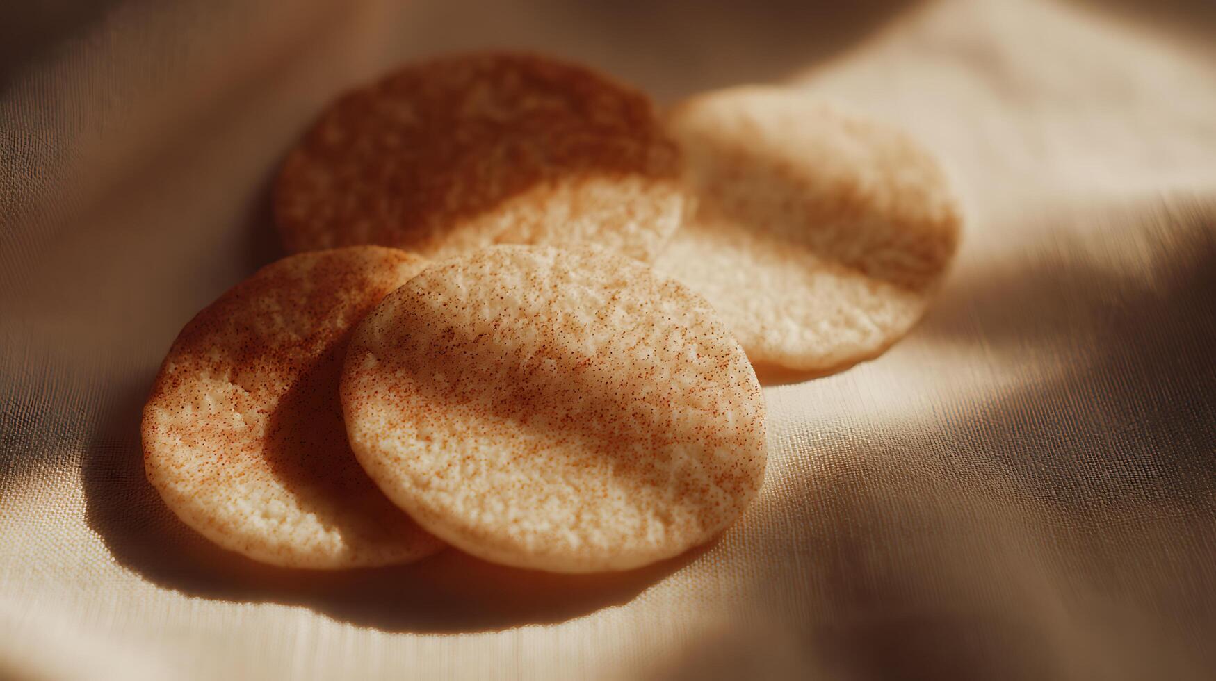 Golden Biscuits with Spice Sprinkled on a Textured Cloth photo