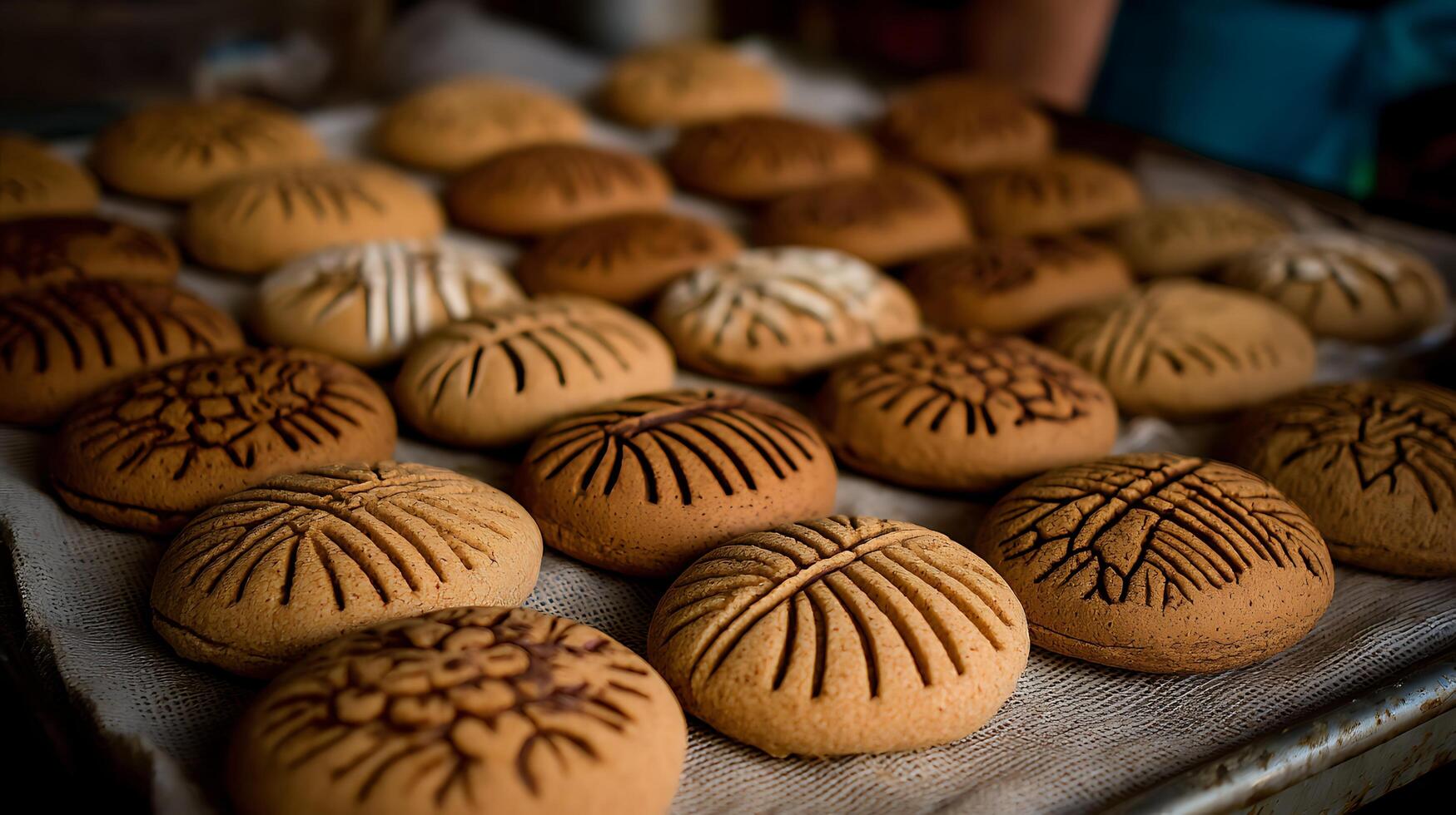 Artfully Decorated Bread Rolls Fresh From The Oven. photo