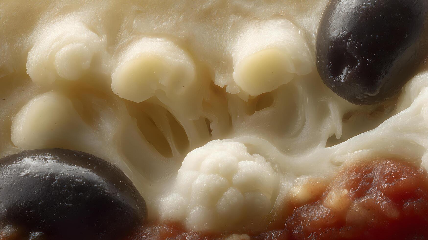 Close up Macro Texture of Sweet Creamy Food with Dark Berries photo
