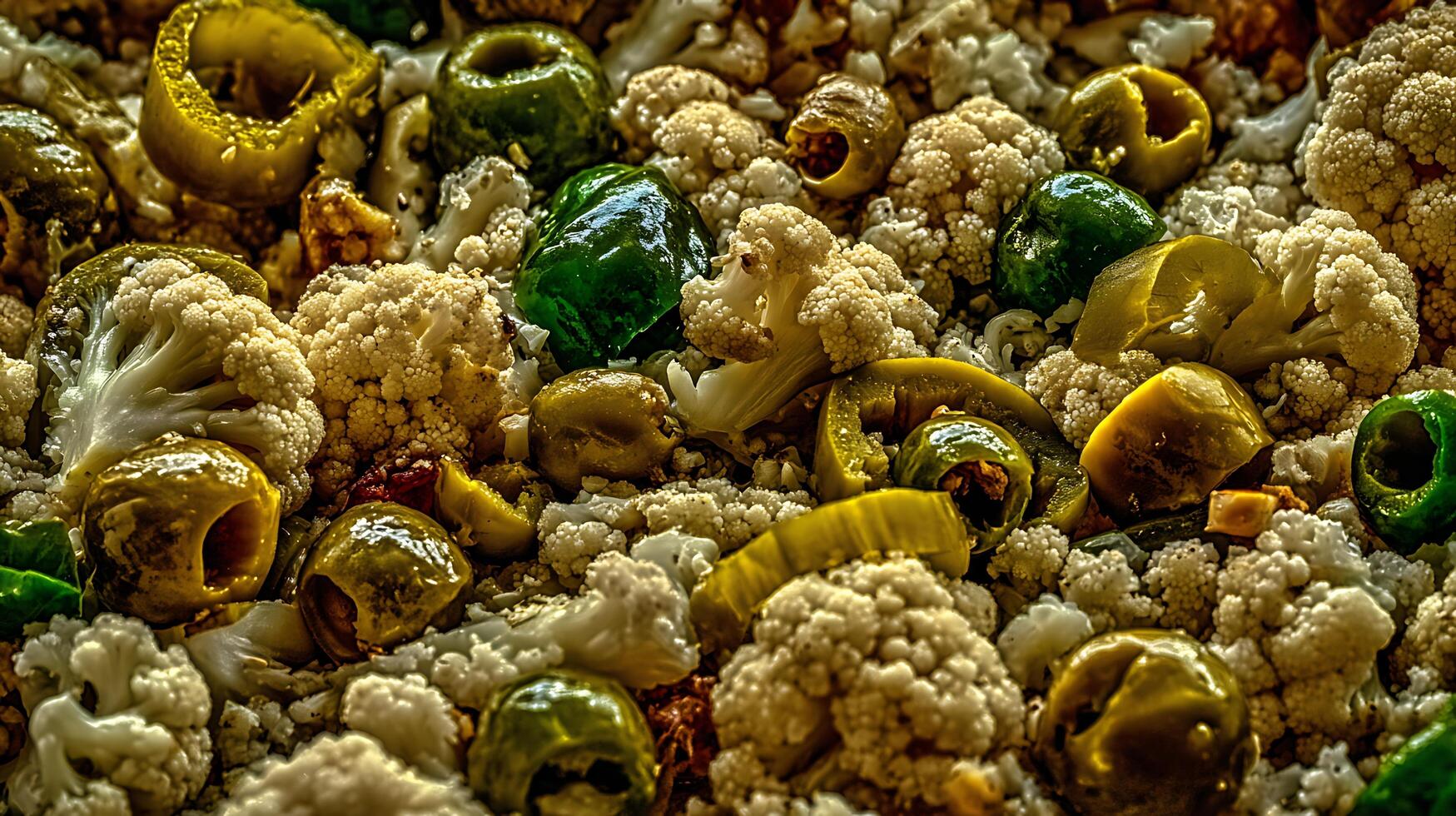 A Richly Textured Medley of Cauliflower Florets and Pickled Jalapenos. photo