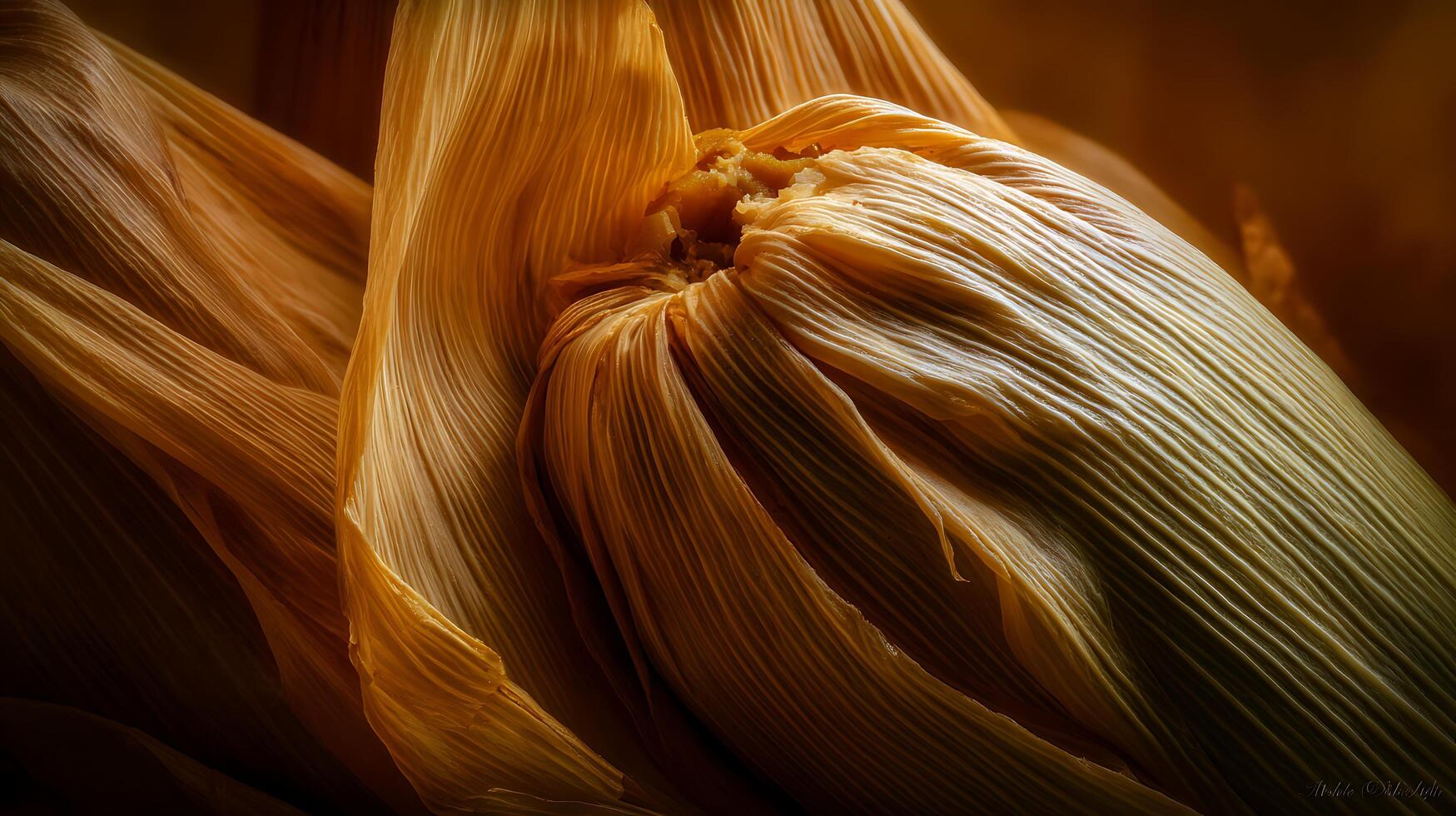 Golden Corn Husks Creating a Textured Background for Food Preparation. photo