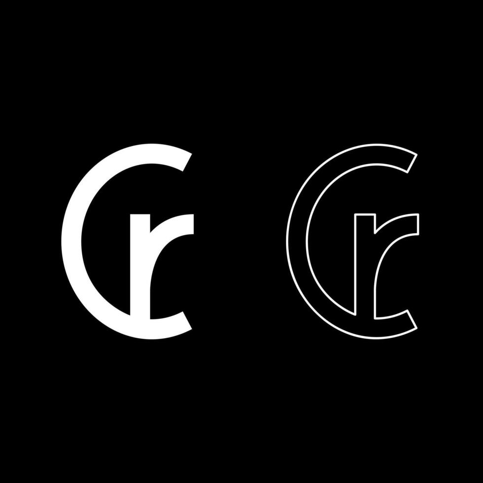 Brazilian Cruzeiro currency symbol sign element of money set icon white color solid fill outline contour line thin style vector