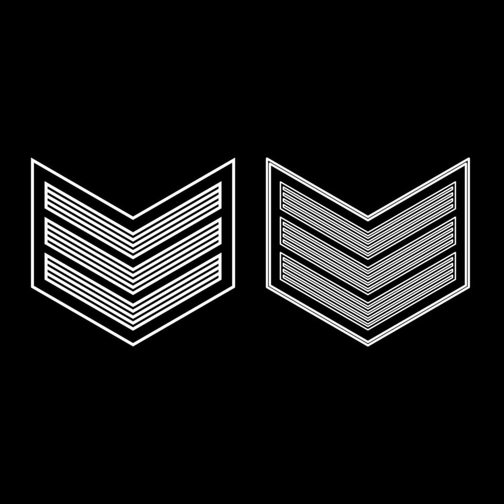 Army chevron military rank insignia badge symbol sign petty officer set icon white color solid fill outline contour line vector