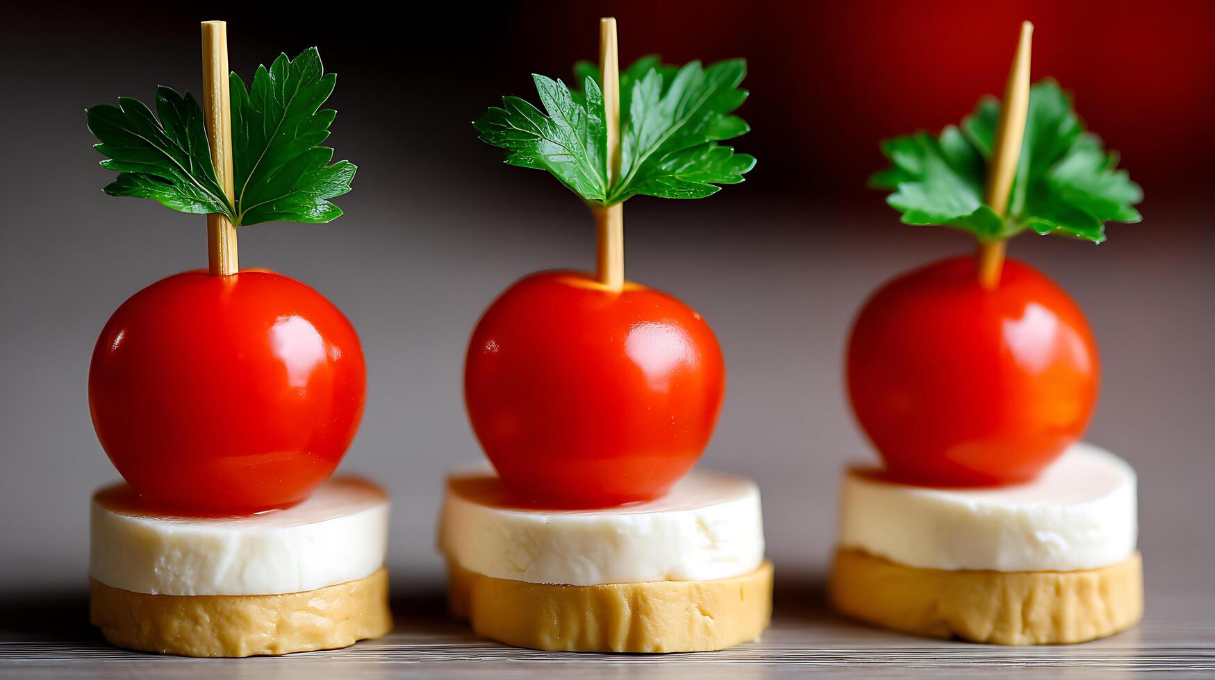 Fresh Caprese Skewers with Cherry Tomatoes and Mozzarella. photo