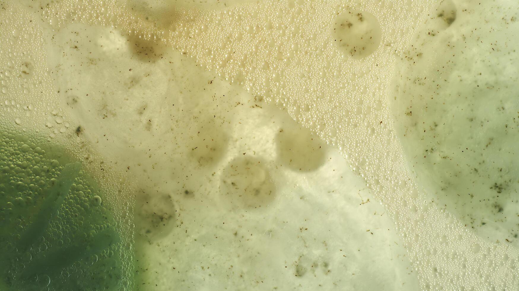 Microscopic World Of Bubbles And Particles With Green Hues. photo