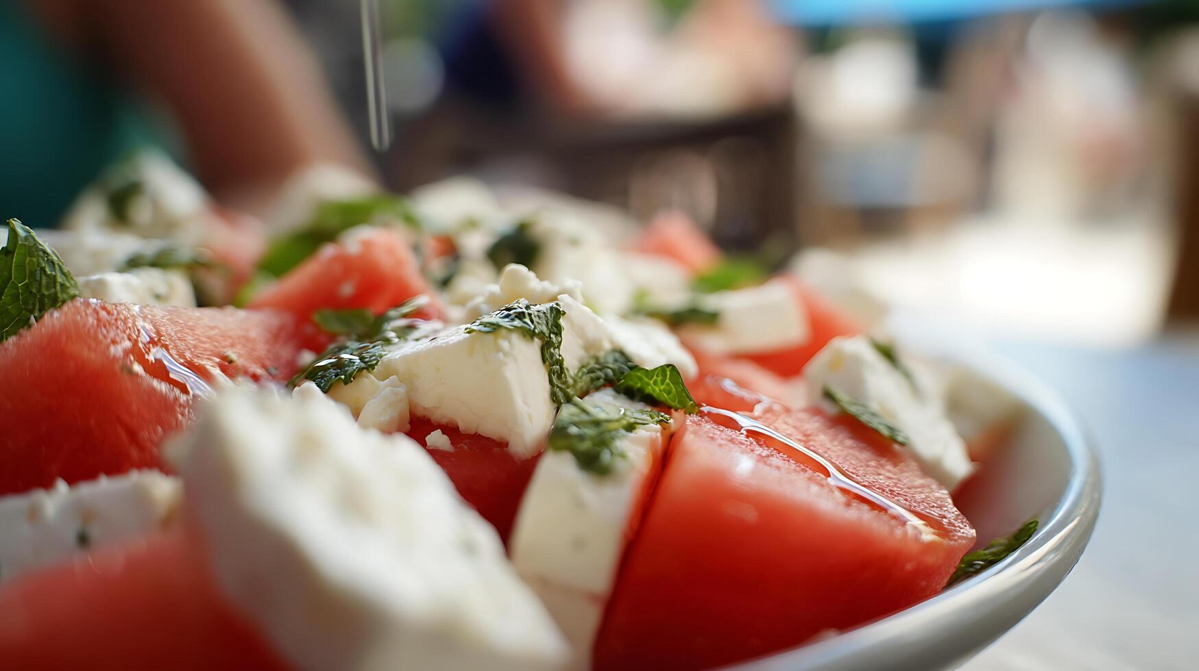 Refreshing Summer Salad with Watermelon, Feta, and Mint. photo