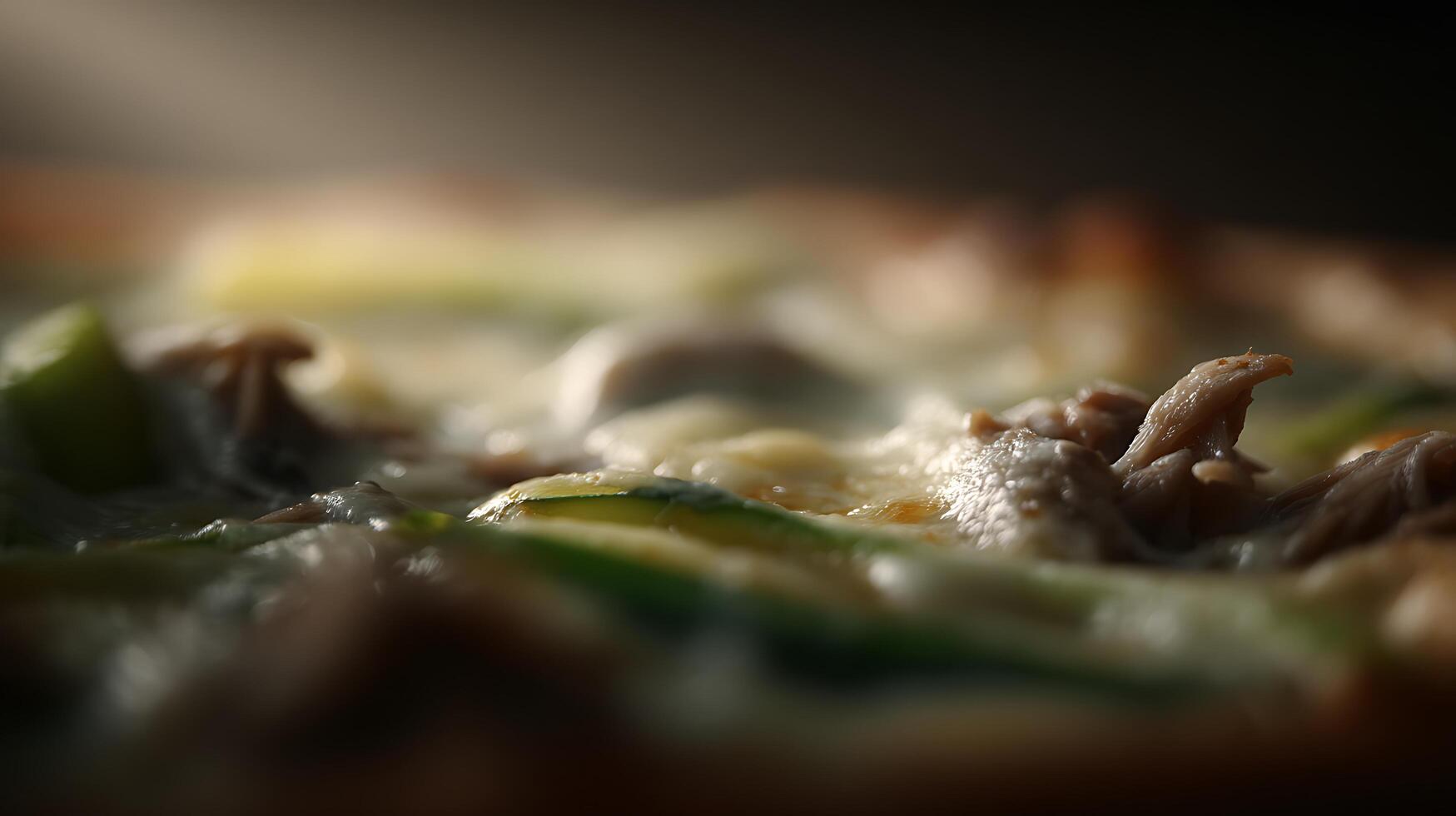 Delicious Close Up of Savory Food Topped with Cheese and Vegetables. photo