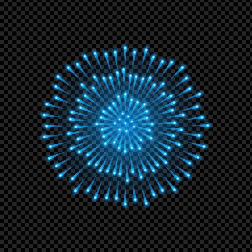 Blue fireworks on a dark background. Isolated illustration. vector