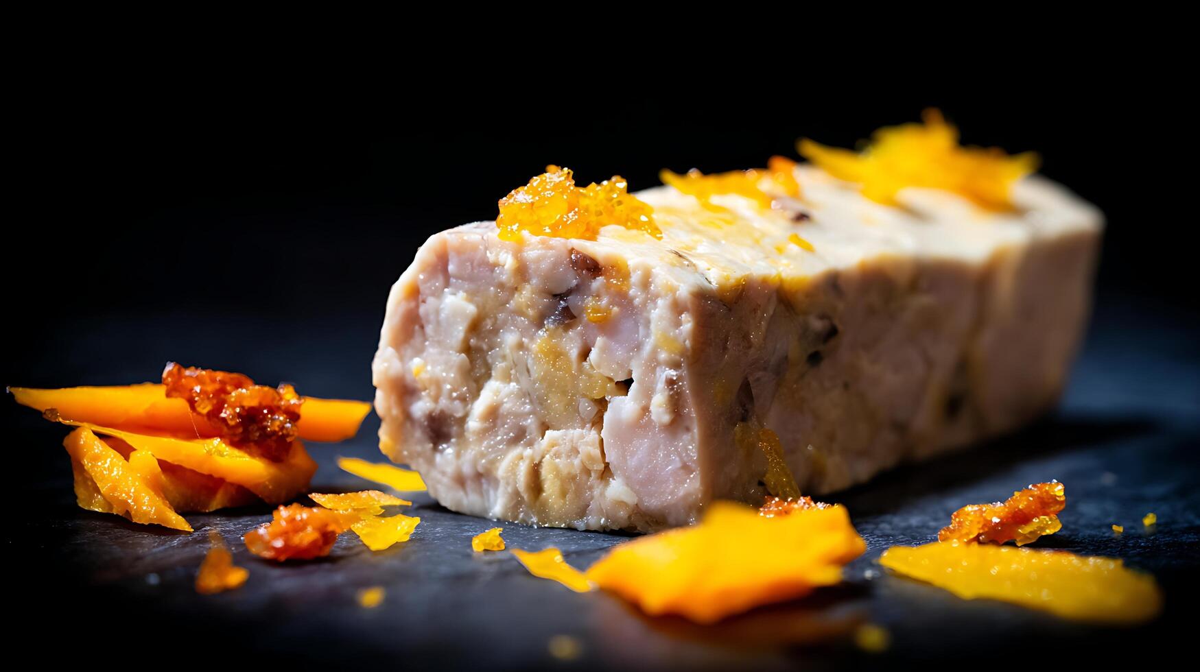 Delicious Terrine Garnished with Orange Zest and Candied Fruit. photo