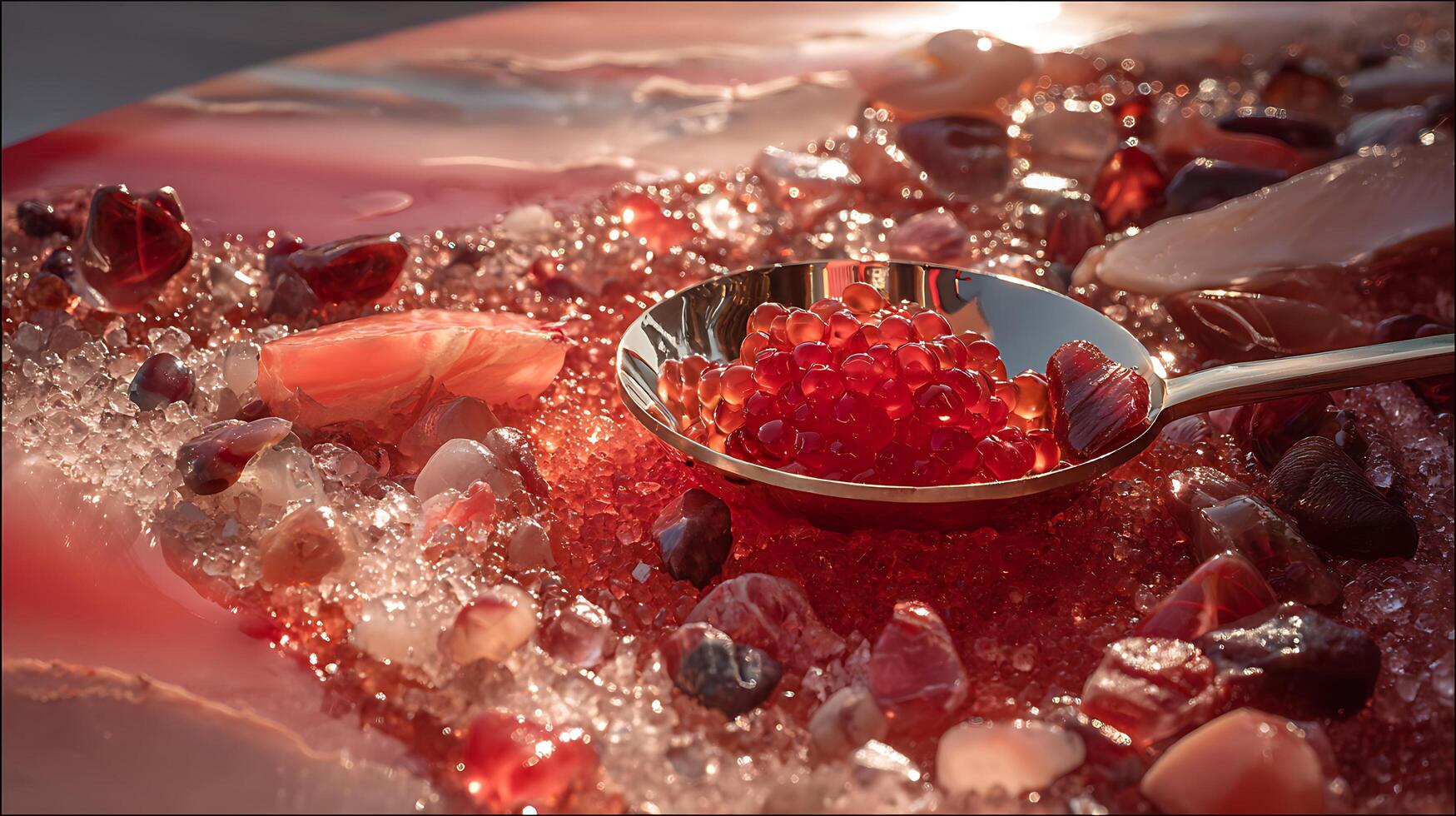 Luxurious Red Caviar and Ice Gems Serve as a High-End Appetizer photo