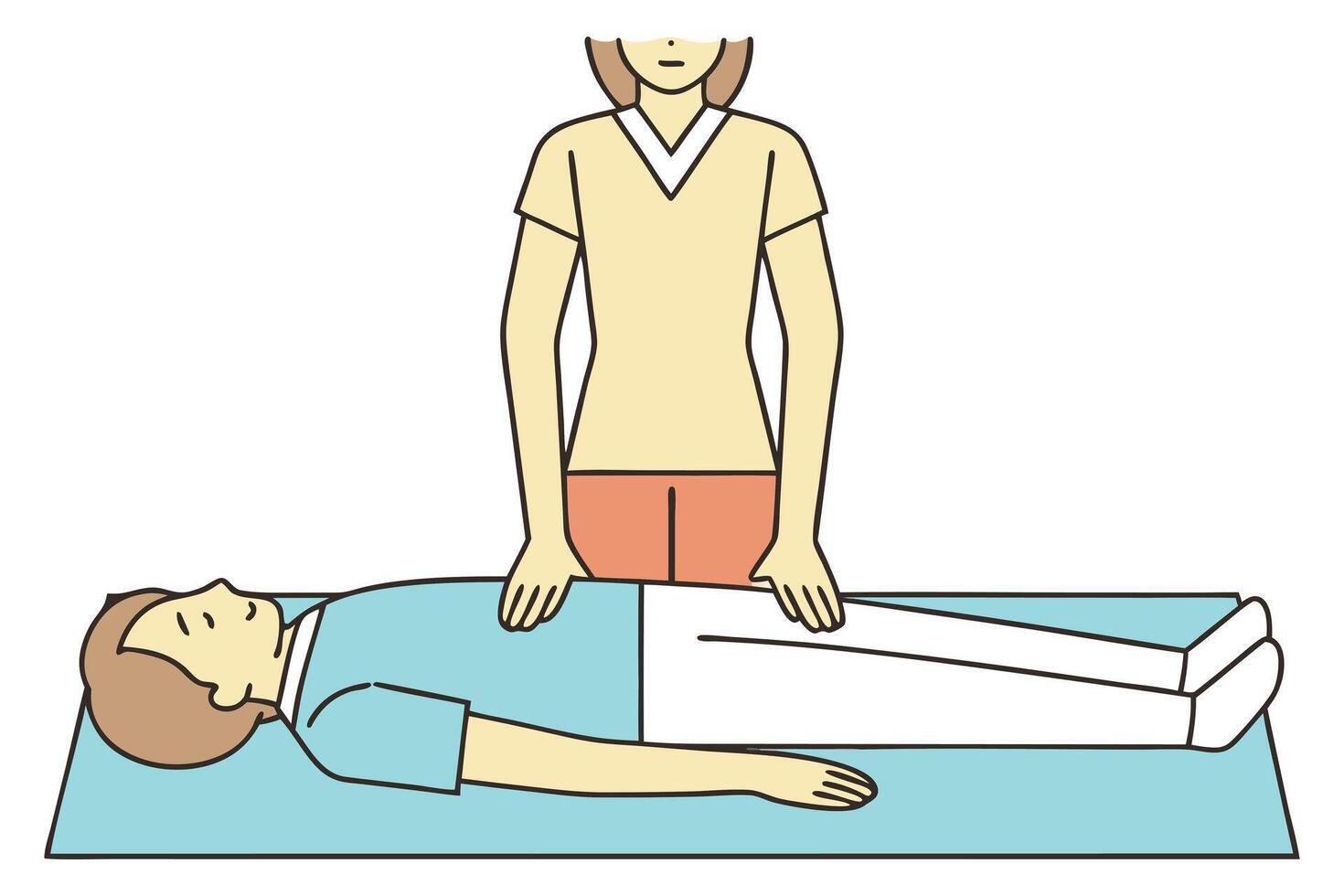Therapist hands on patient chest medical therapy vector