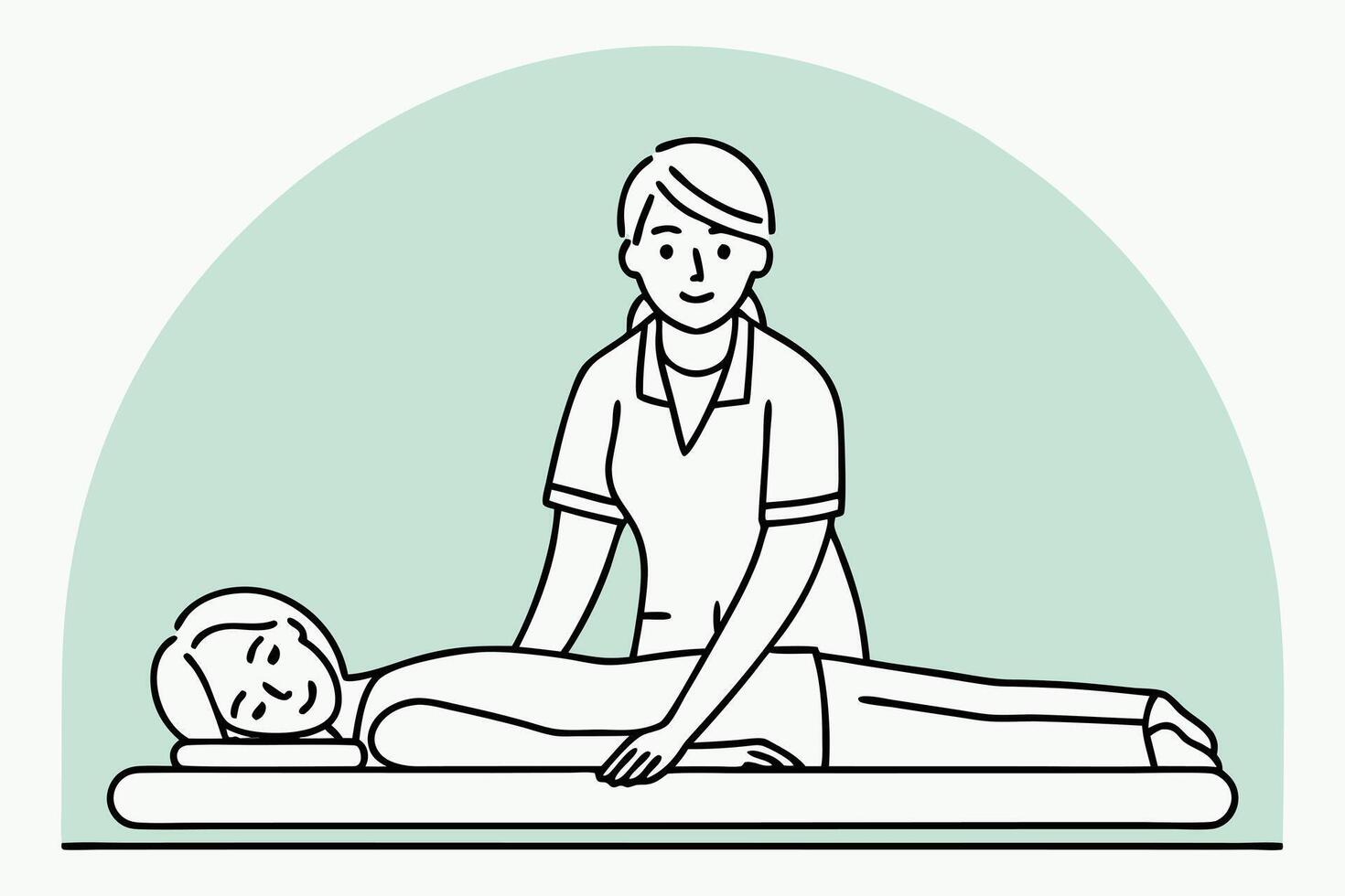 Therapist massaging patient on table medical healthcare vector