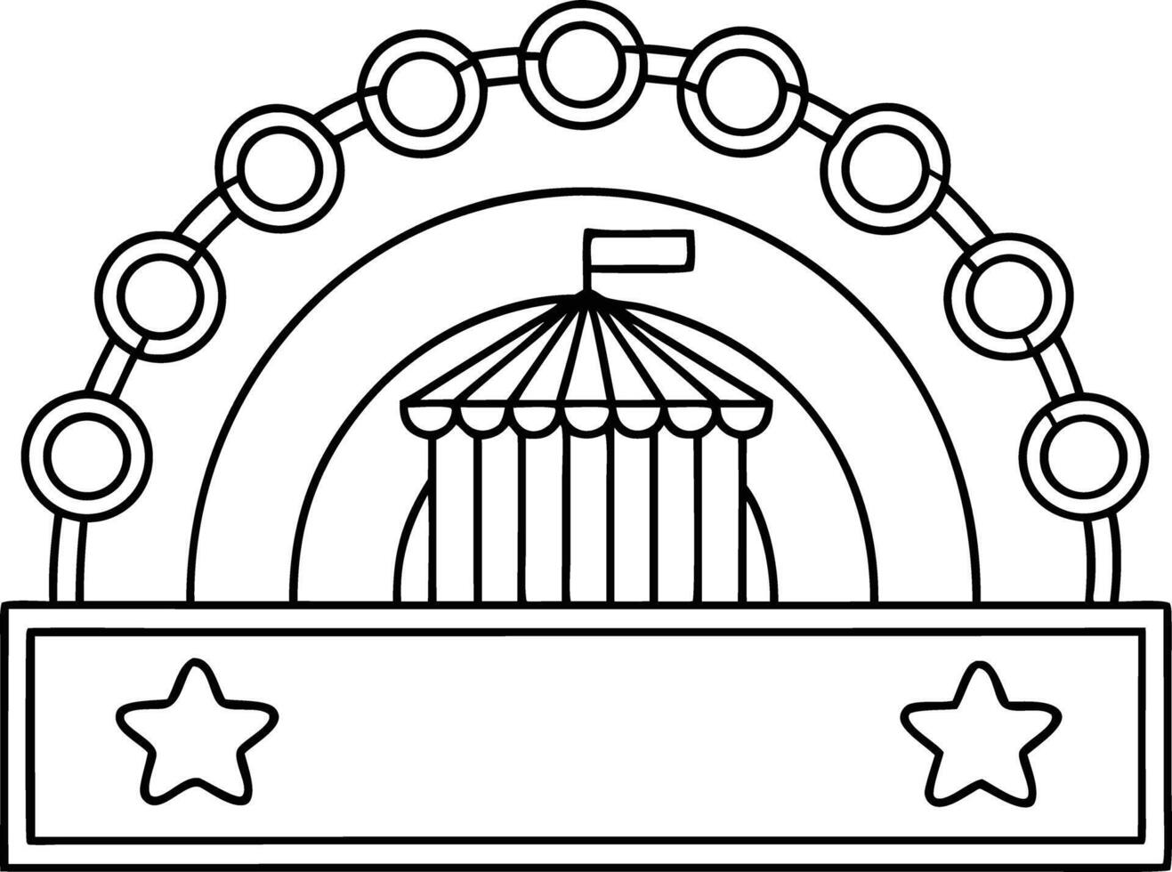 Ferris wheel and circus tent with stars amusement park vector